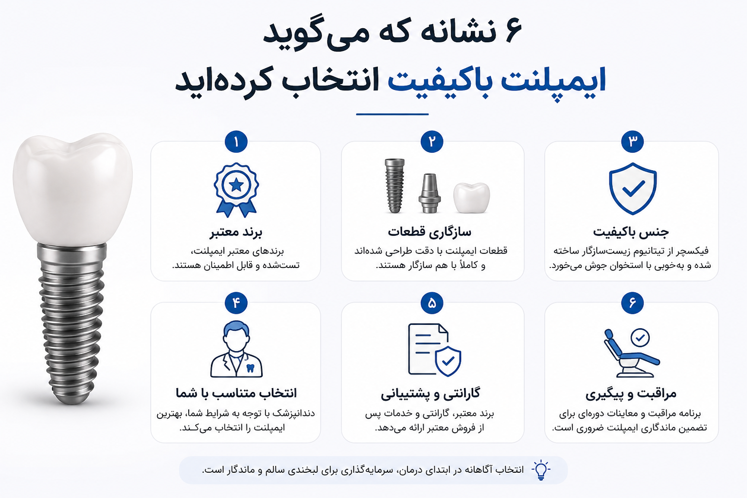 ۶ نشانه که می‌گوید ایمپلنت باکیفیت انتخاب کرده‌اید!